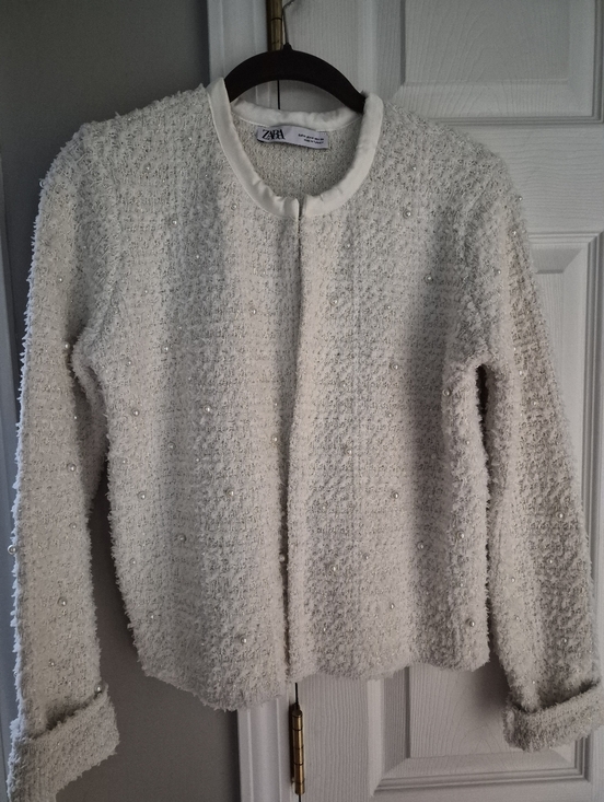 Zara Tops - Crop Pearl-Embellished Jacket by Zara
